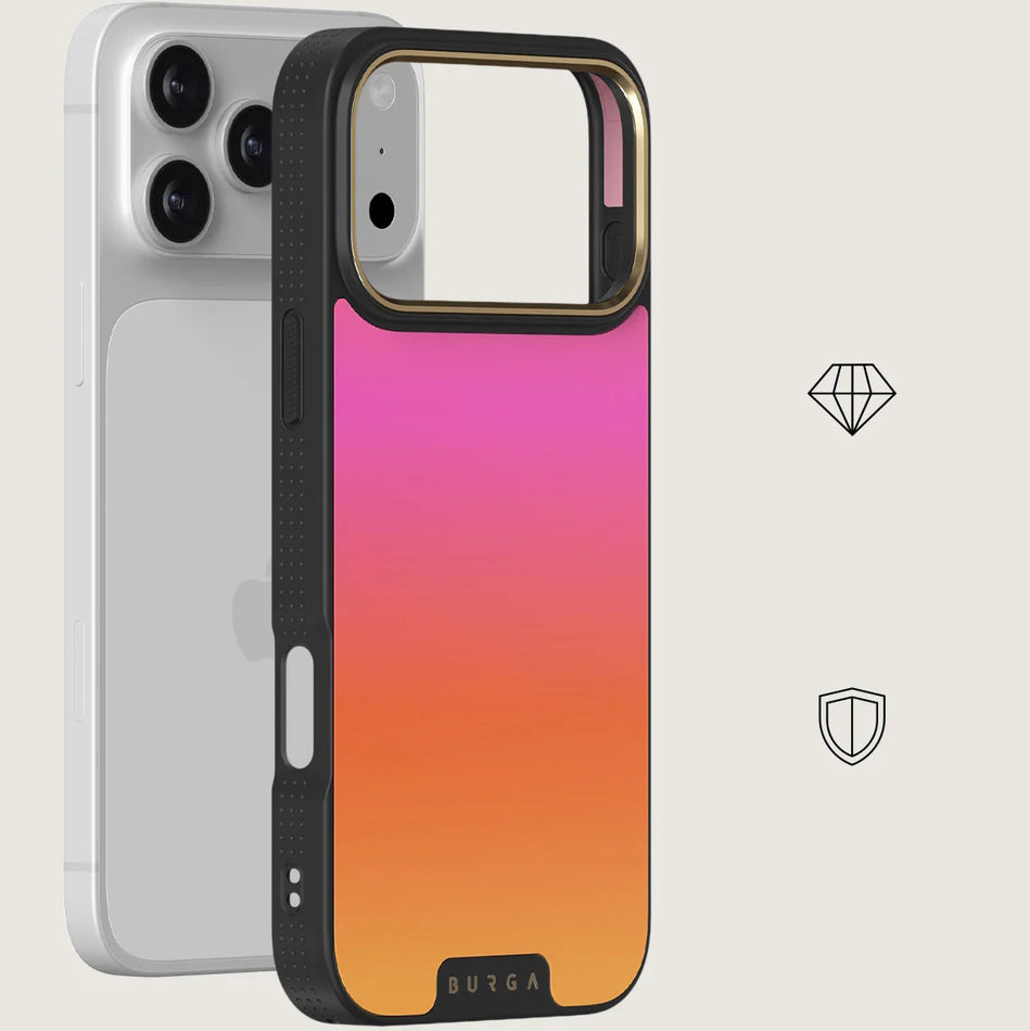Handyhülle für iPhone 17 Pro Max, Burga Elite Dark MagSafe, Sunset Club Gold