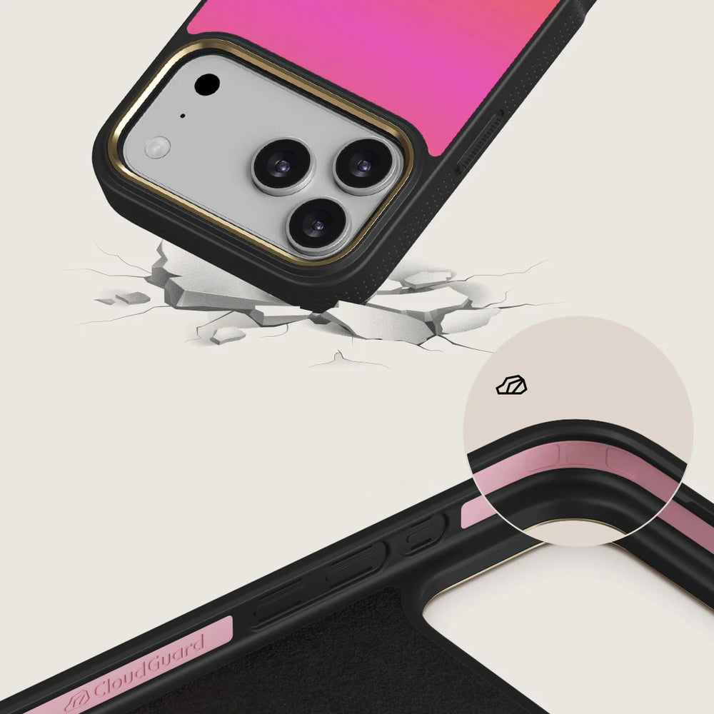 Handyhülle für iPhone 17 Pro Max, Burga Elite Dark MagSafe, Sunset Club Gold