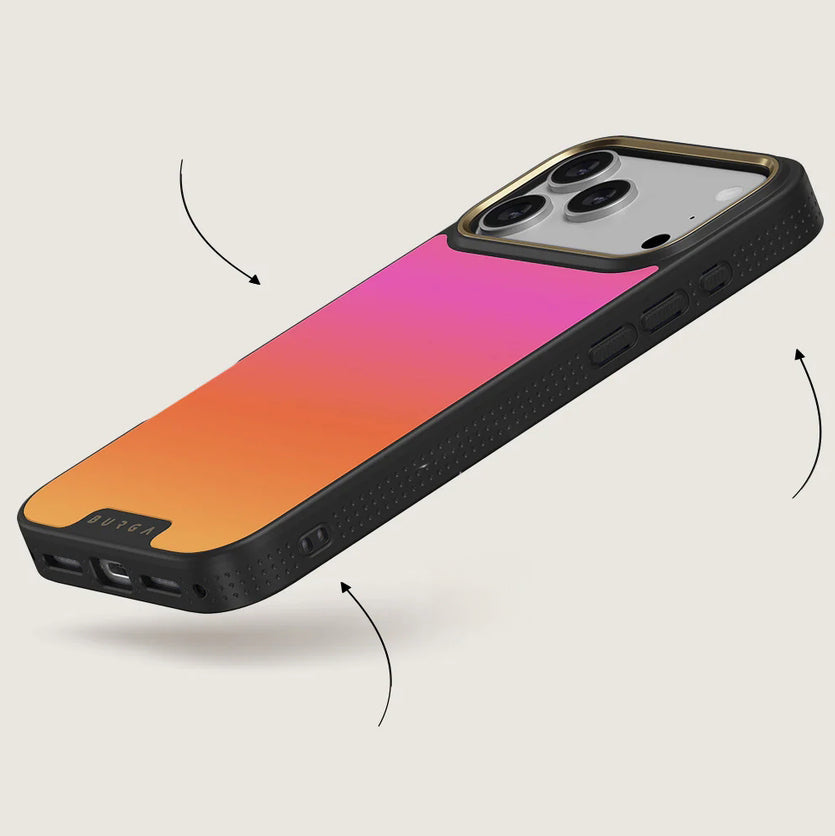 Handyhülle für iPhone 17 Pro Max, Burga Elite Dark MagSafe, Sunset Club Gold
