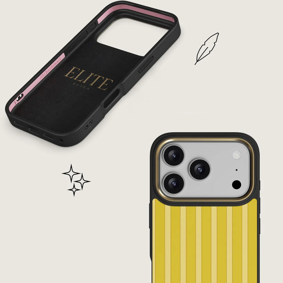 Handyhülle für iPhone 17 Pro, Burga Elite Dark MagSafe, Sunbreak Gold