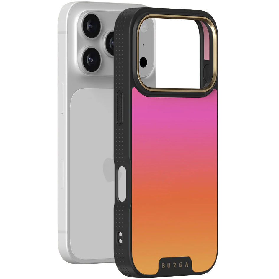 Handyhülle für iPhone 17 Pro, Burga Elite Dark MagSafe, Sunset Club Gold