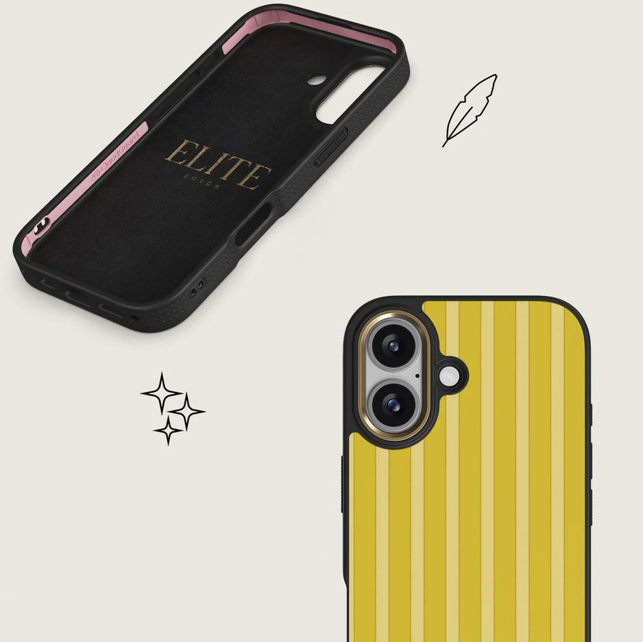 Handyhülle für iPhone 17, Burga Elite Dark MagSafe, Sunbreak Gold