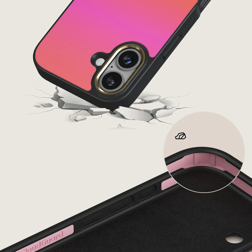 Handyhülle für iPhone 17, Burga Elite Dark MagSafe, Sunset Club Gold