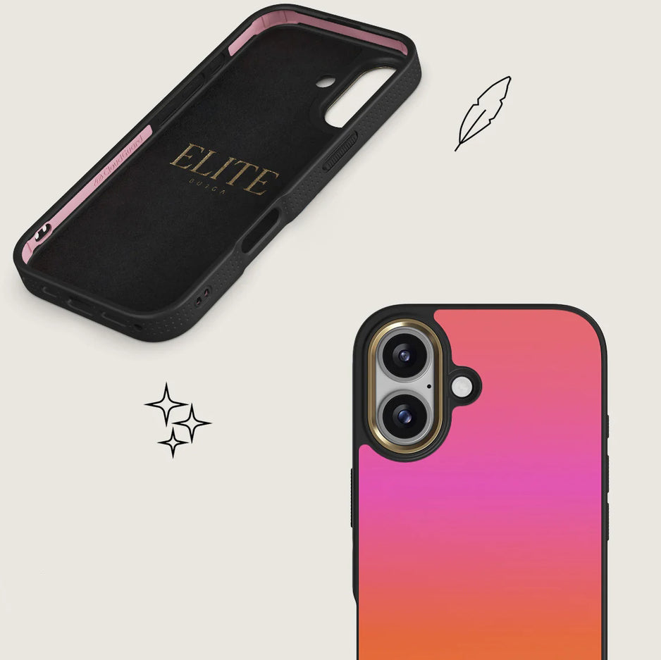 Handyhülle für iPhone 17, Burga Elite Dark MagSafe, Sunset Club Gold
