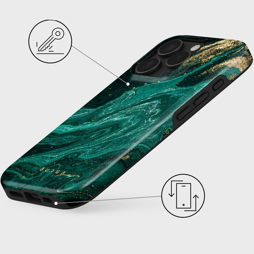 Handyhülle für iPhone 16 Pro, Burga Emerald Pool Tough Magnetic, Mehrfarbig marine