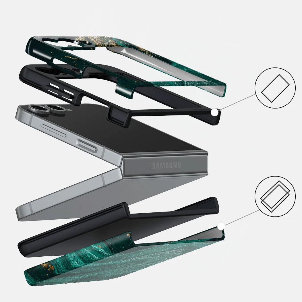 Handyhülle für Galaxy Z Flip7 FE / Z Flip6, Burga Emerald Pool Tough, Mehrfarbig Marine