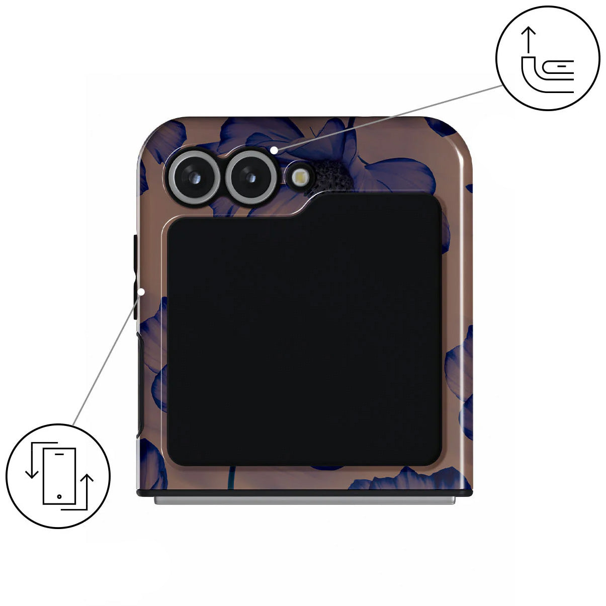 Handyhülle für Galaxy Z Flip7 FE / Z Flip6, Burga Velvet Night Tough, Braun und Marineblau