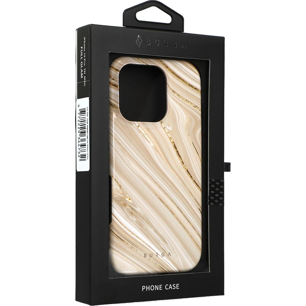 Handyhülle für iPhone 16 Pro, Burga Full Glam Tough Magnetic, Beige gemustert