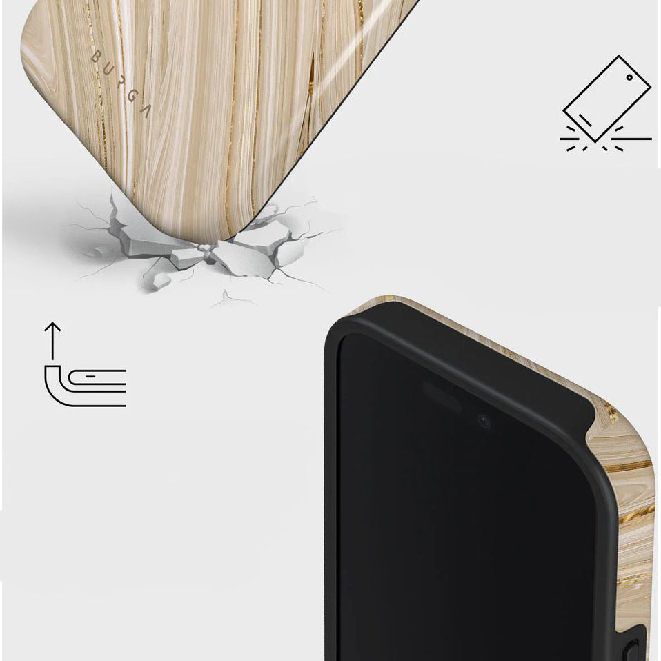 Handyhülle für iPhone 16 Pro, Burga Full Glam Tough Magnetic, Beige gemustert