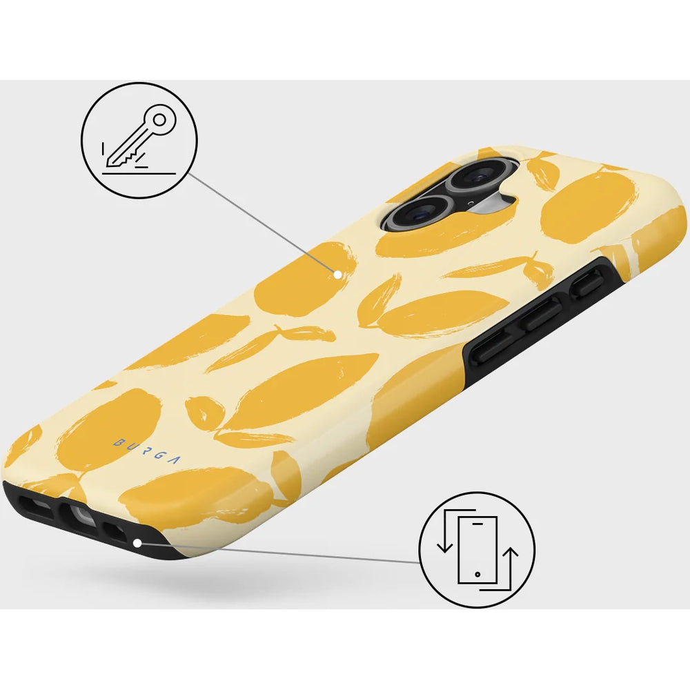 Handyhülle für iPhone 17, Burga Lemon Tart Tough Magnetic, Gelb mit Zitronenmuster