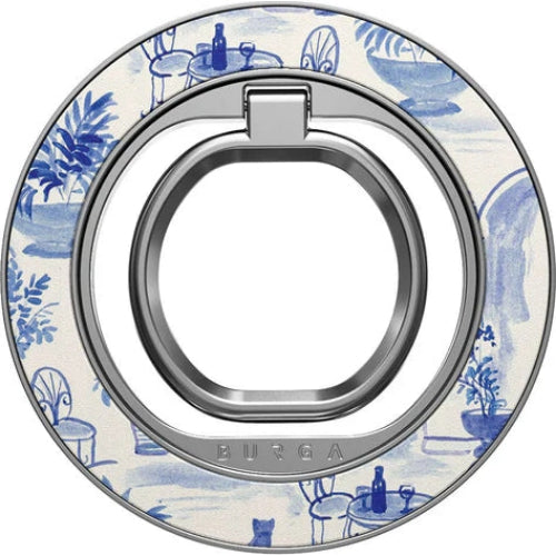 Finger-Magnet-Halterung / Ständer, Burga Sobremesa, Weiß mit Blauem Muster