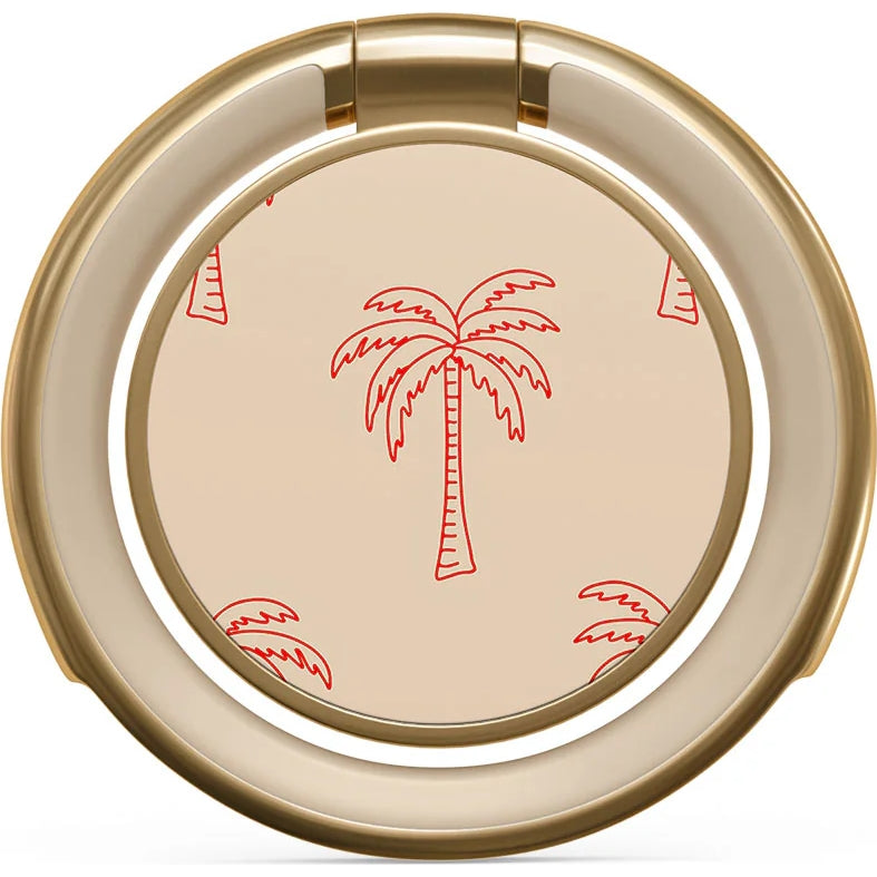 Haltering für Smartphone, Burga Printable Ring Holder, mit 360° Rotation und Standfunktion, Happy Hour Beige mit Palmenmuster