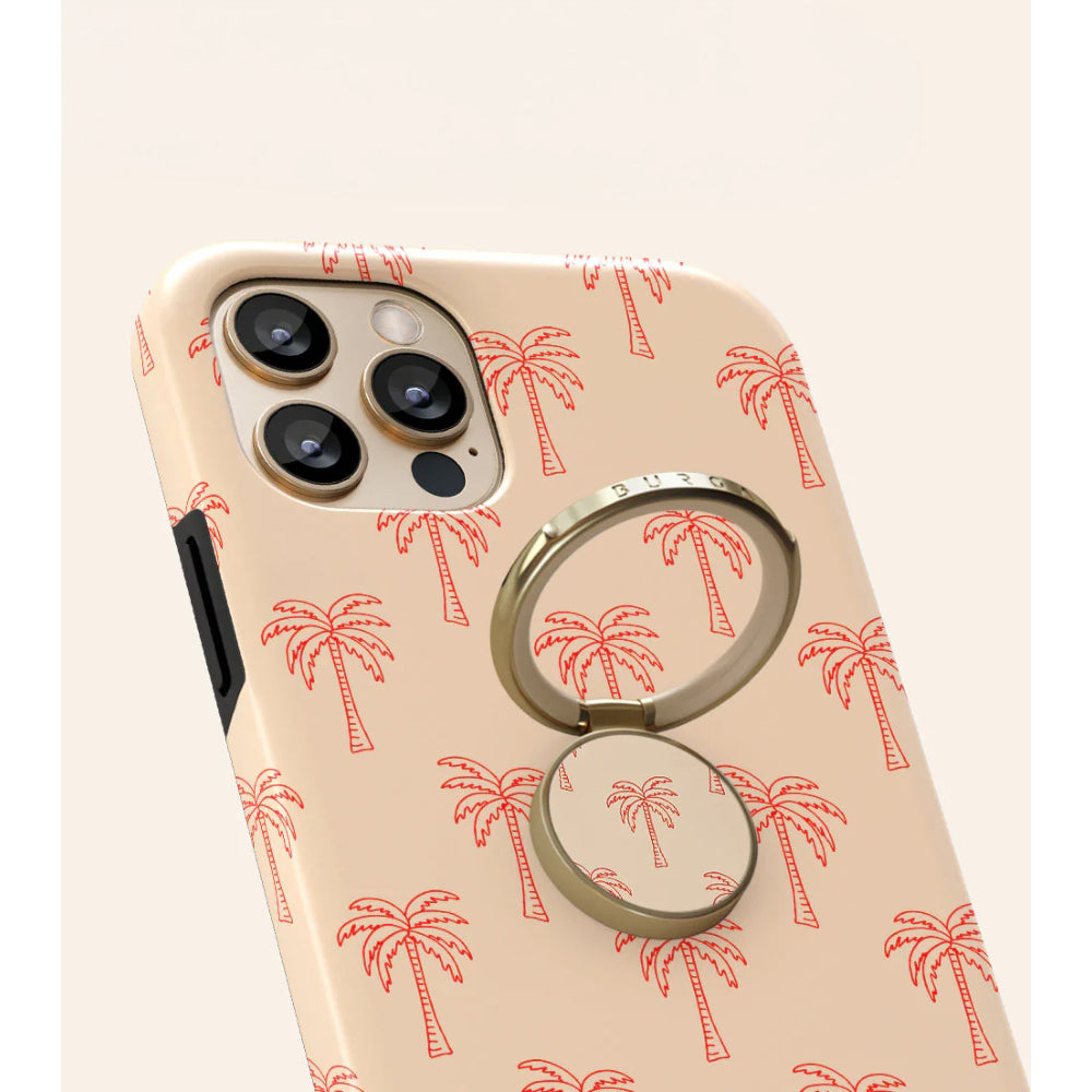 Haltering für Smartphone, Burga Printable Ring Holder, mit 360° Rotation und Standfunktion, Happy Hour Beige mit Palmenmuster