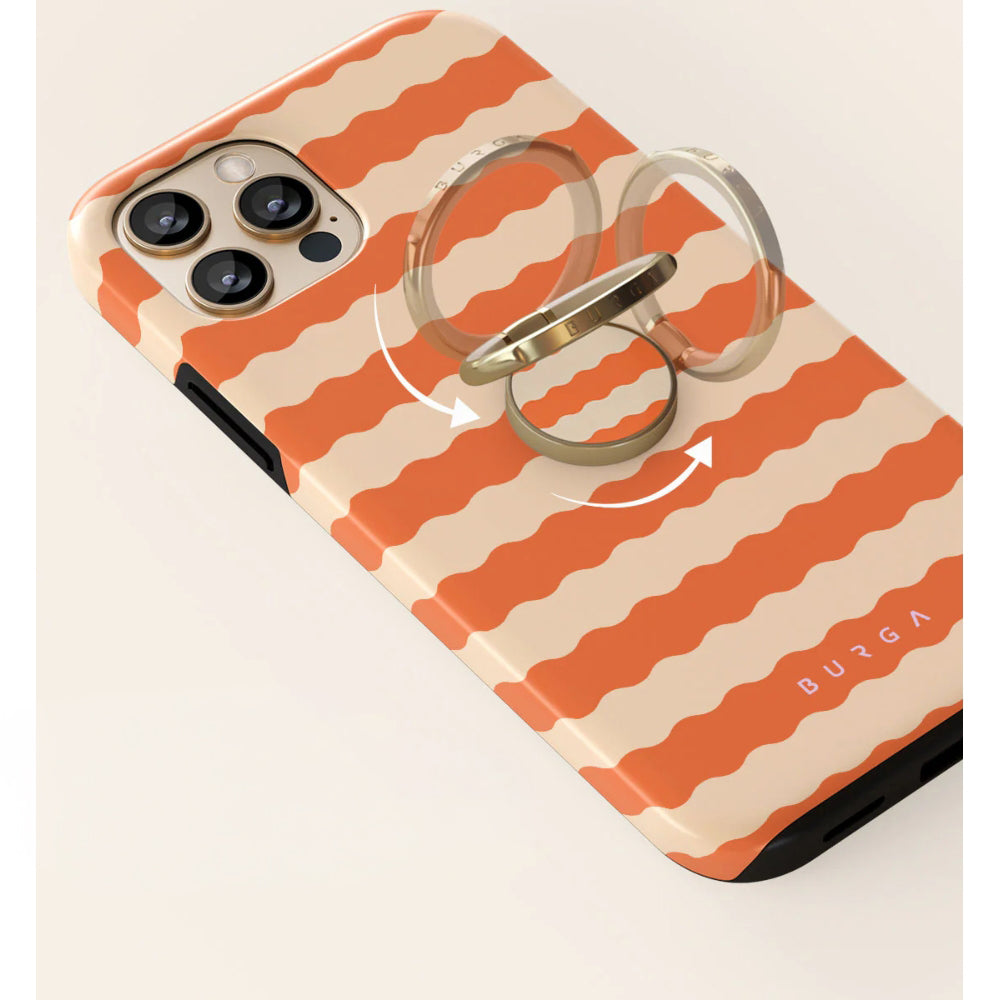 Haltering für Smartphone, Burga Printable Ring Holder, mit 360° Rotation und Standfunktion, Papaya, Beige-orange