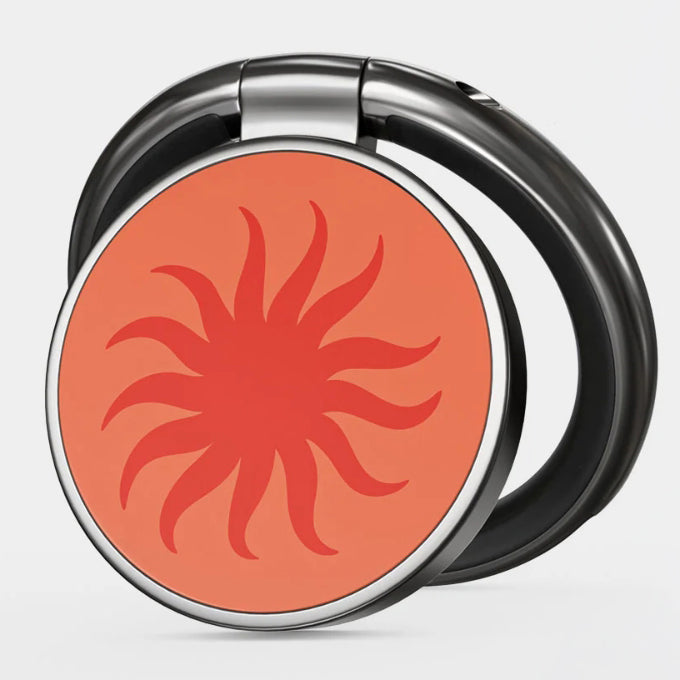 Haltering für Smartphone, Burga Printable Ring Holder, mit 360° Rotation und Standfunktion, Sunkissed, Silbern-Rot