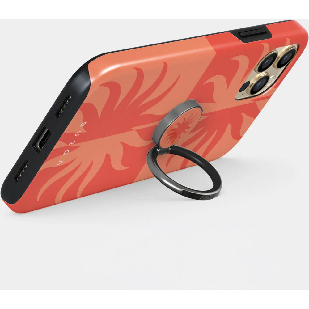 Haltering für Smartphone, Burga Printable Ring Holder, mit 360° Rotation und Standfunktion, Sunkissed, Silbern-Rot