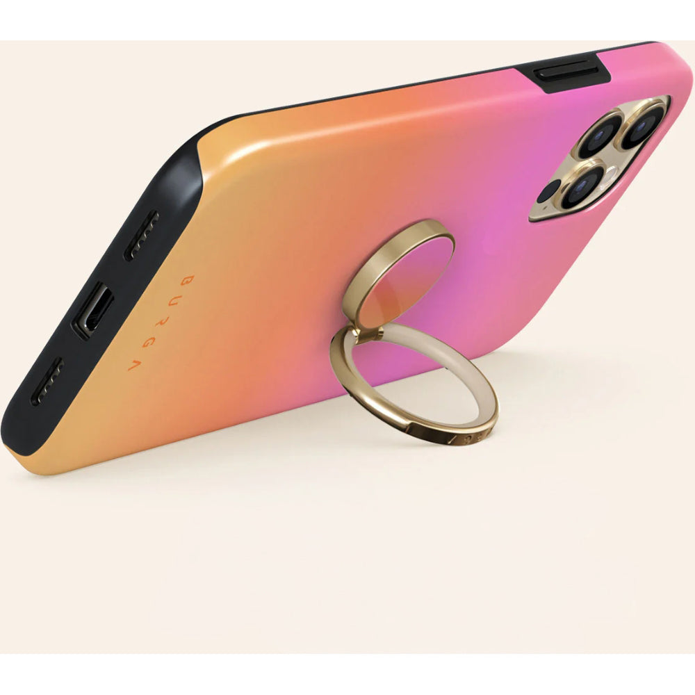 Haltering für Smartphone, Burga Printable Ring Holder, mit 360° Rotation und Standfunktion, Sunset Club, Rosa mit Orange