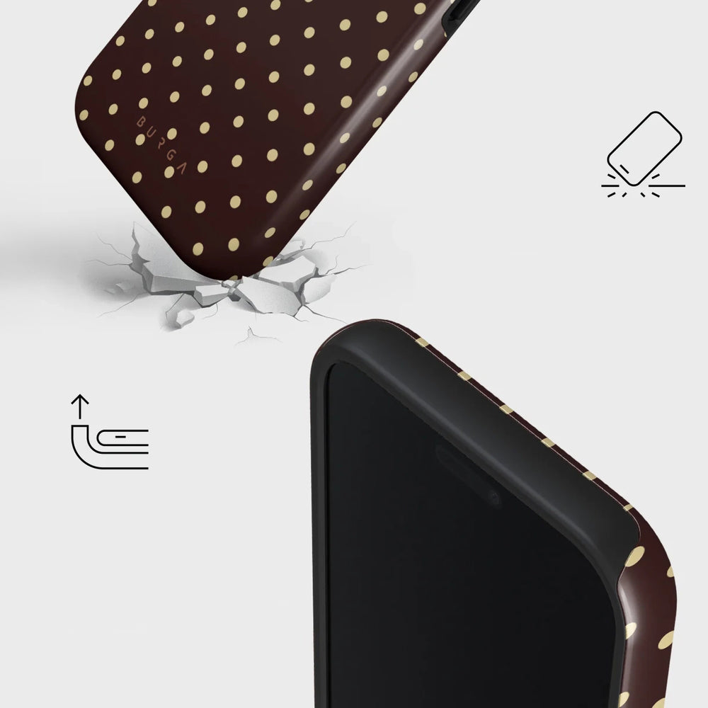 Handyhülle für iPhone 17 Pro Max, Burga Sorry Busy Tough Magnetic, Braun mit Punkten