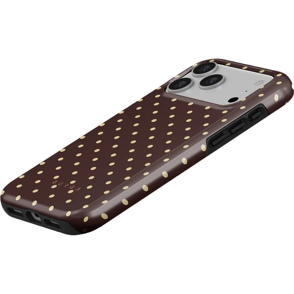 Handyhülle für iPhone 17 Pro Max, Burga Sorry Busy Tough Magnetic, Braun mit Punkten