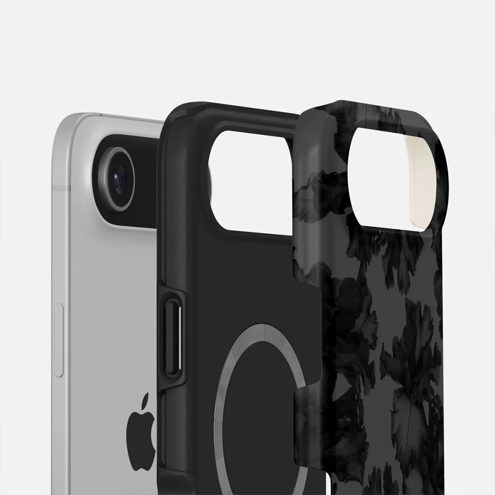 Handyhülle für iPhone Air, Burga Nucturnal Tough Magnetic, Schwarz mit floralem Muster