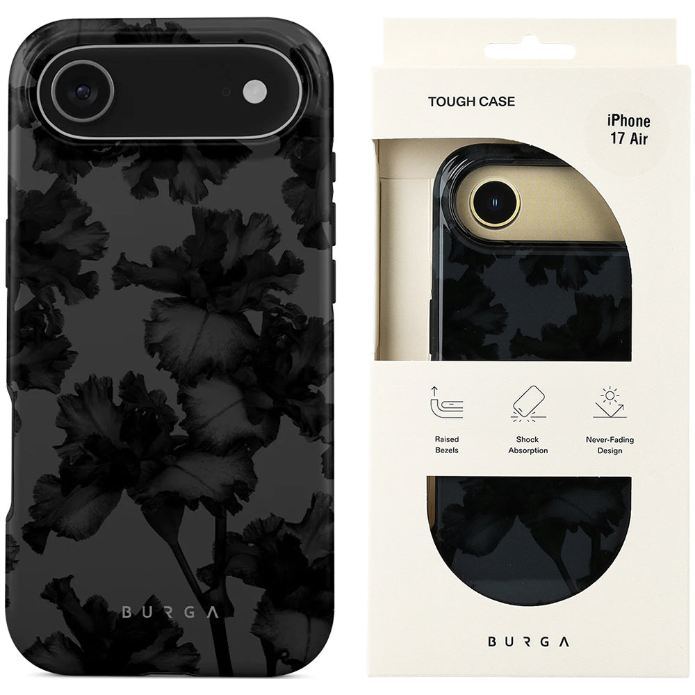 Handyhülle für iPhone Air, Burga Nucturnal Tough Magnetic, Schwarz mit floralem Muster