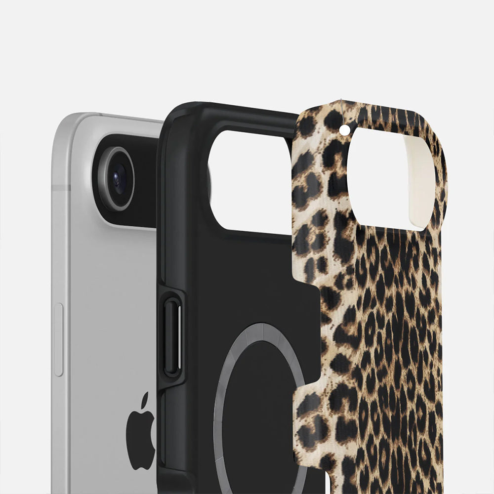 Handyhülle für iPhone Air, Burga Player Tough Magnetic, Braun mit Leopardenmuster