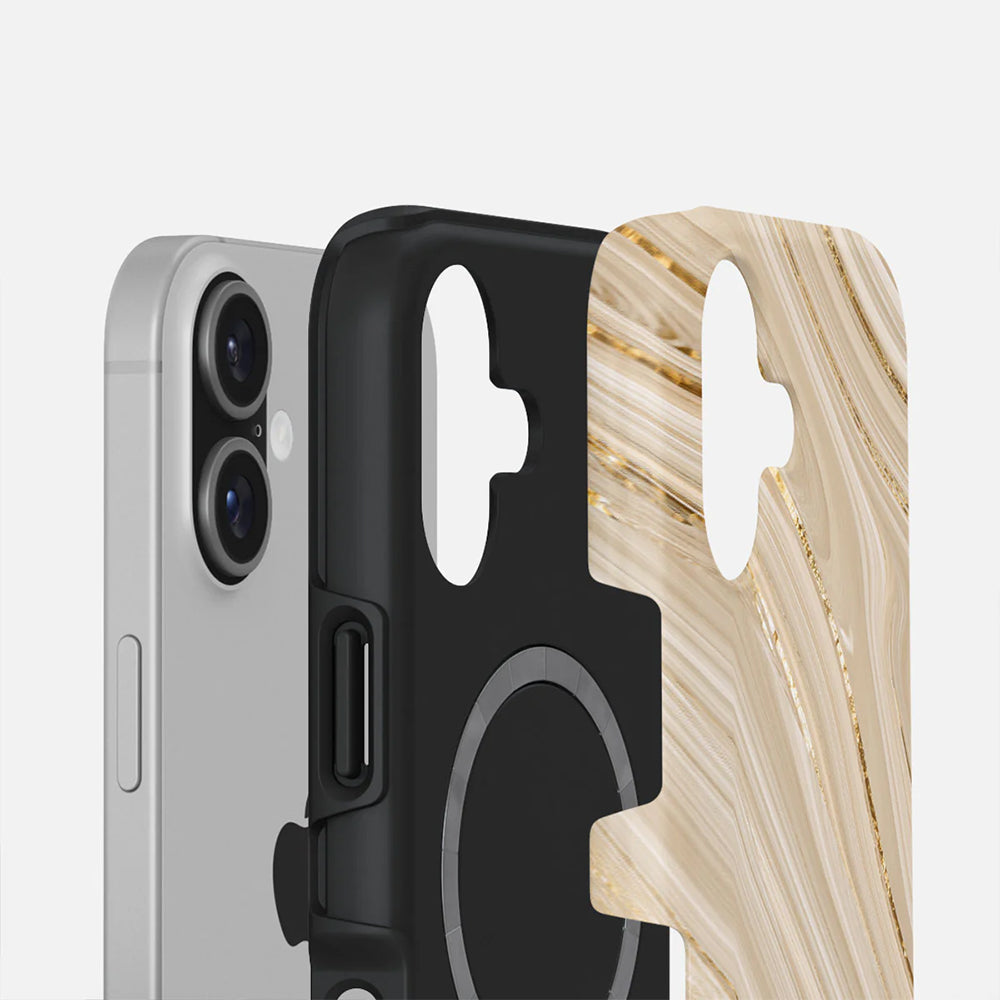 Handyhülle für iPhone 17, Burga Full Glam Tough Magnetic, Beige gemustert