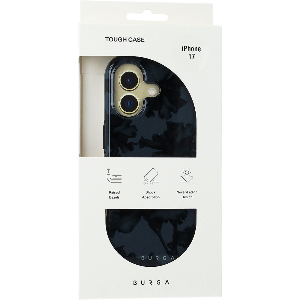 Handyhülle für iPhone 17, Burga Nucturnal Tough Magnetic, Schwarz mit floralem Muster