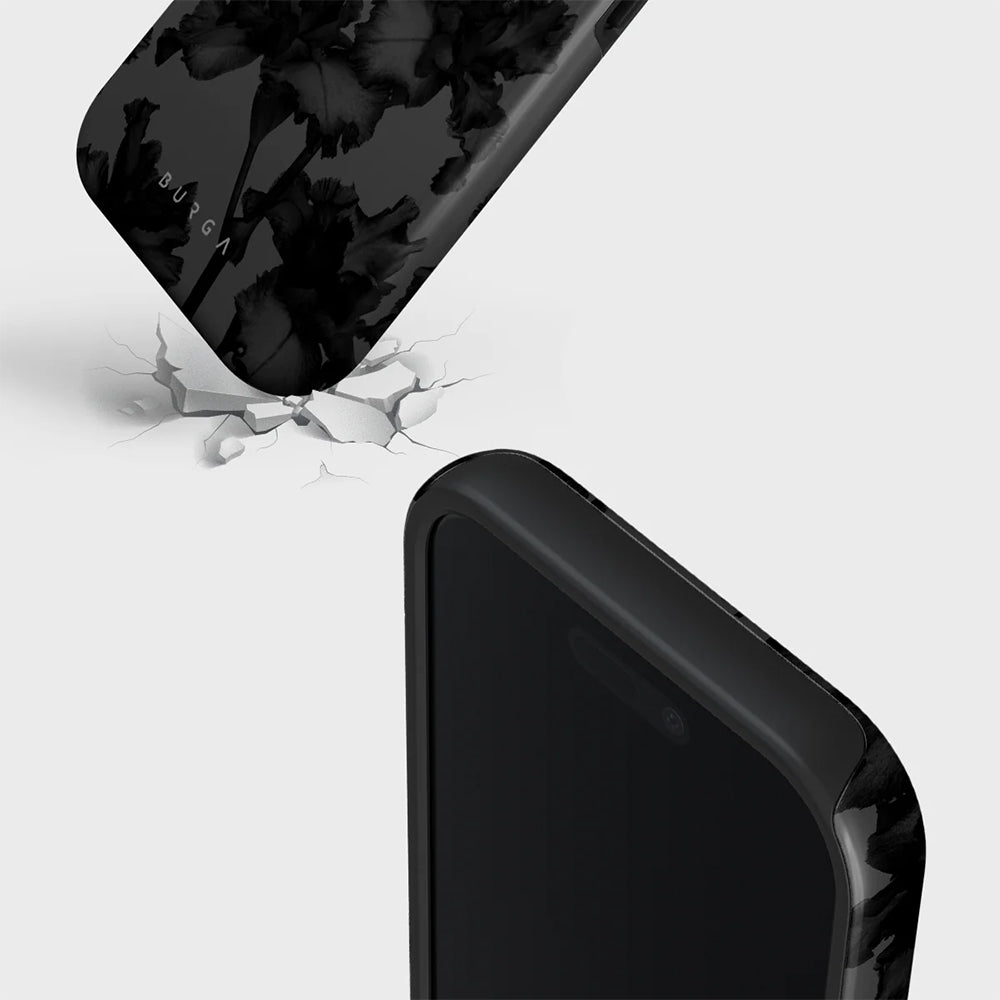 Handyhülle für iPhone 17, Burga Nucturnal Tough Magnetic, Schwarz mit floralem Muster