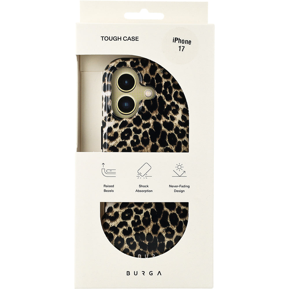 Handyhülle für iPhone 17, Burga Player Tough Magnetic, Braun mit Leopardenmuster