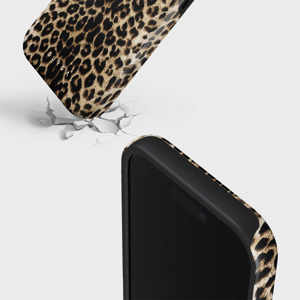 Handyhülle für iPhone 17, Burga Player Tough Magnetic, Braun mit Leopardenmuster