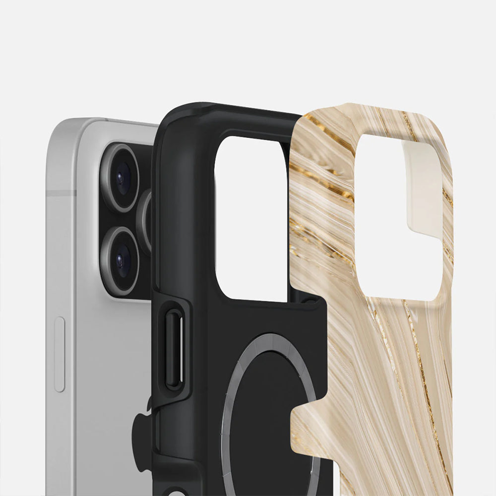 Handyhülle für iPhone 17 Pro, Burga Full Glam Tough Magnetic, Beige gemustert