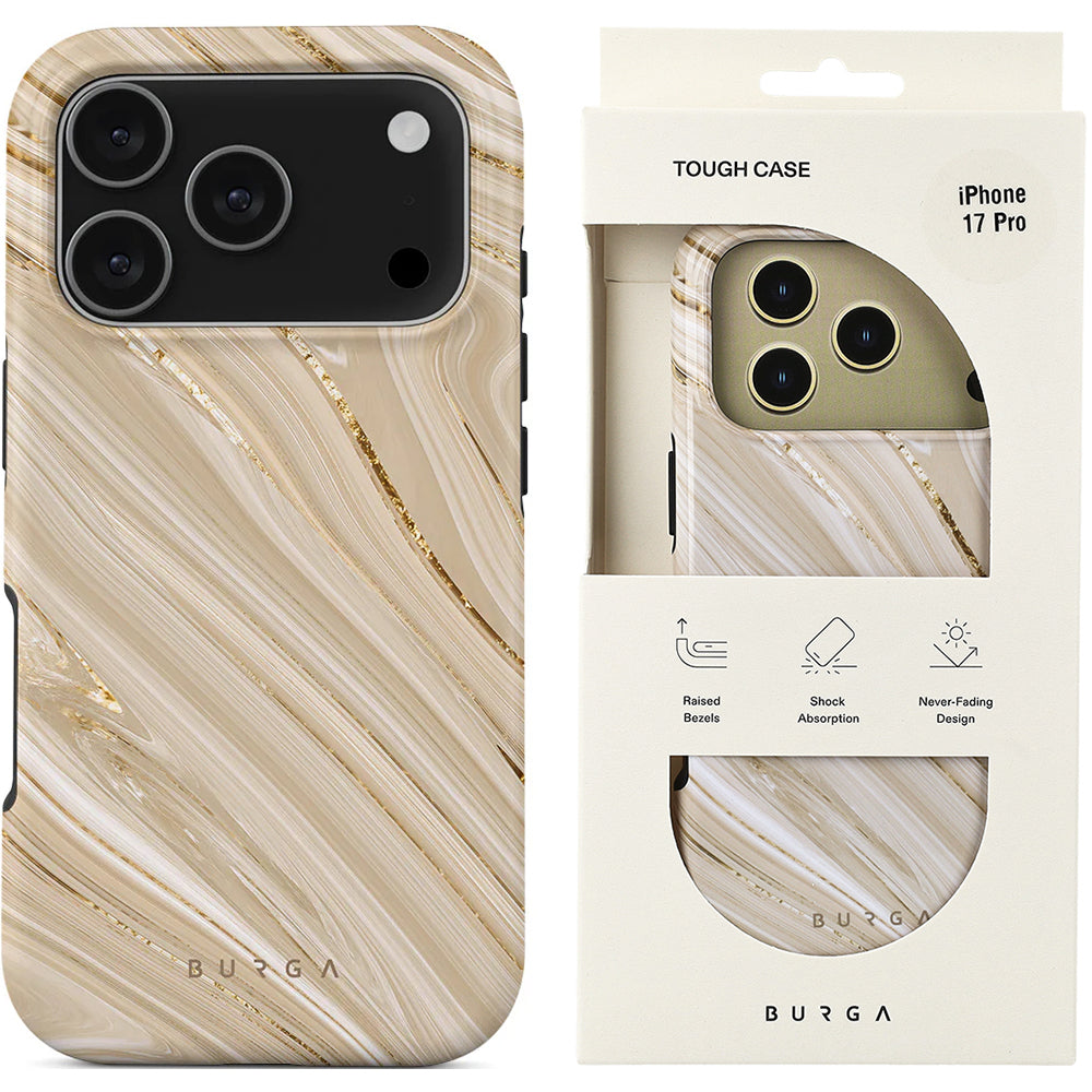 Handyhülle für iPhone 17 Pro, Burga Full Glam Tough Magnetic, Beige gemustert