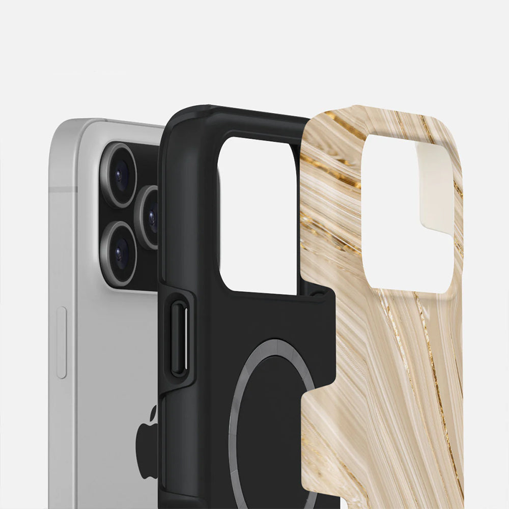 Handyhülle für iPhone 17 Pro Max, Burga Full Glam Tough Magnetic, Beige gemustert