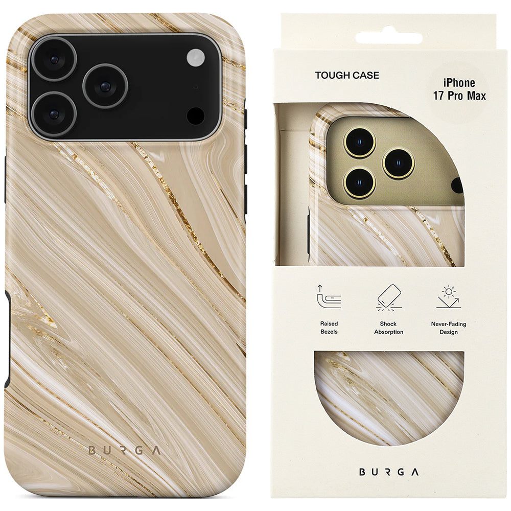 Handyhülle für iPhone 17 Pro Max, Burga Full Glam Tough Magnetic, Beige gemustert