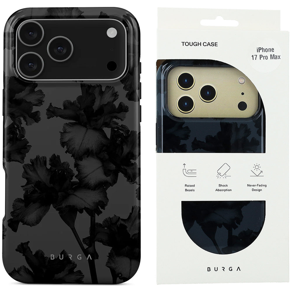 Handyhülle für iPhone 17 Pro Max, Burga Nucturnal Tough Magnetic, Schwarz mit floralem Muster