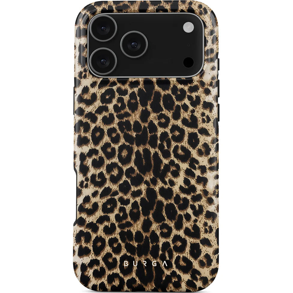 Handyhülle für iPhone 17 Pro Max, Burga Player Tough Magnetic, Braun mit Leopardenmuster