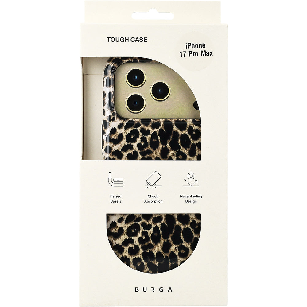 Handyhülle für iPhone 17 Pro Max, Burga Player Tough Magnetic, Braun mit Leopardenmuster