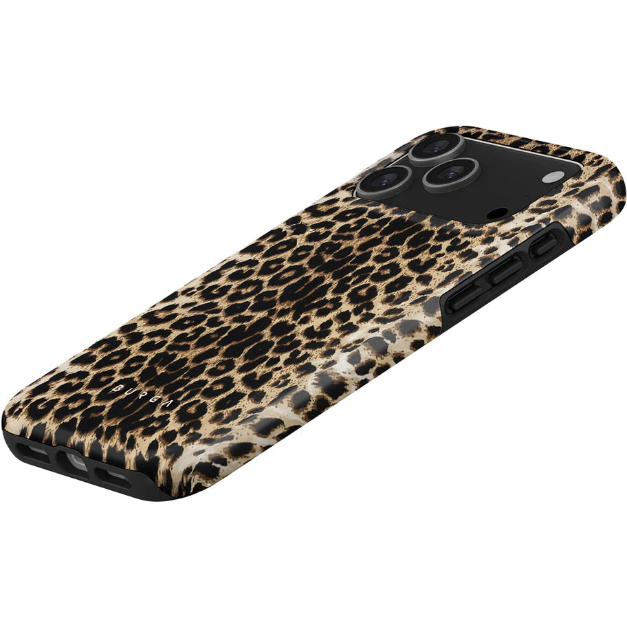 Handyhülle für iPhone 17 Pro Max, Burga Player Tough Magnetic, Braun mit Leopardenmuster