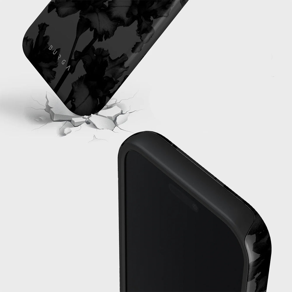 Handyhülle für iPhone 17 Pro, Burga Nucturnal Tough Magnetic, Schwarz mit floralem Muster