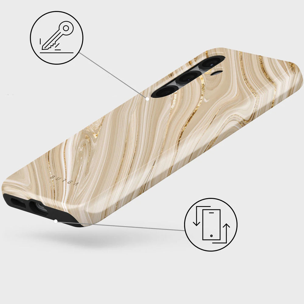 Handyhülle für Galaxy S25, Burga Full Glam Tough, Beige gemustert