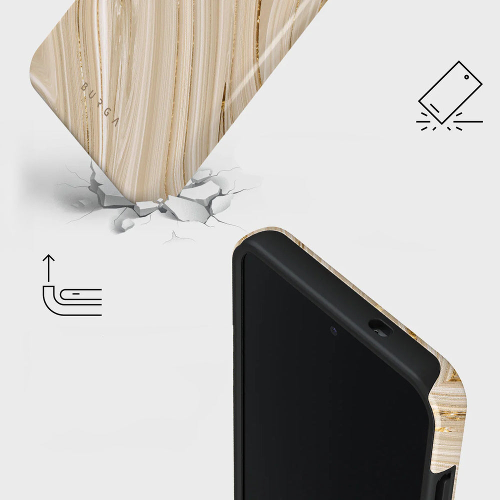 Handyhülle für Galaxy S25, Burga Full Glam Tough, Beige gemustert