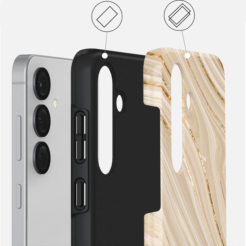 Handyhülle für Galaxy S25, Burga Full Glam Tough, Beige gemustert
