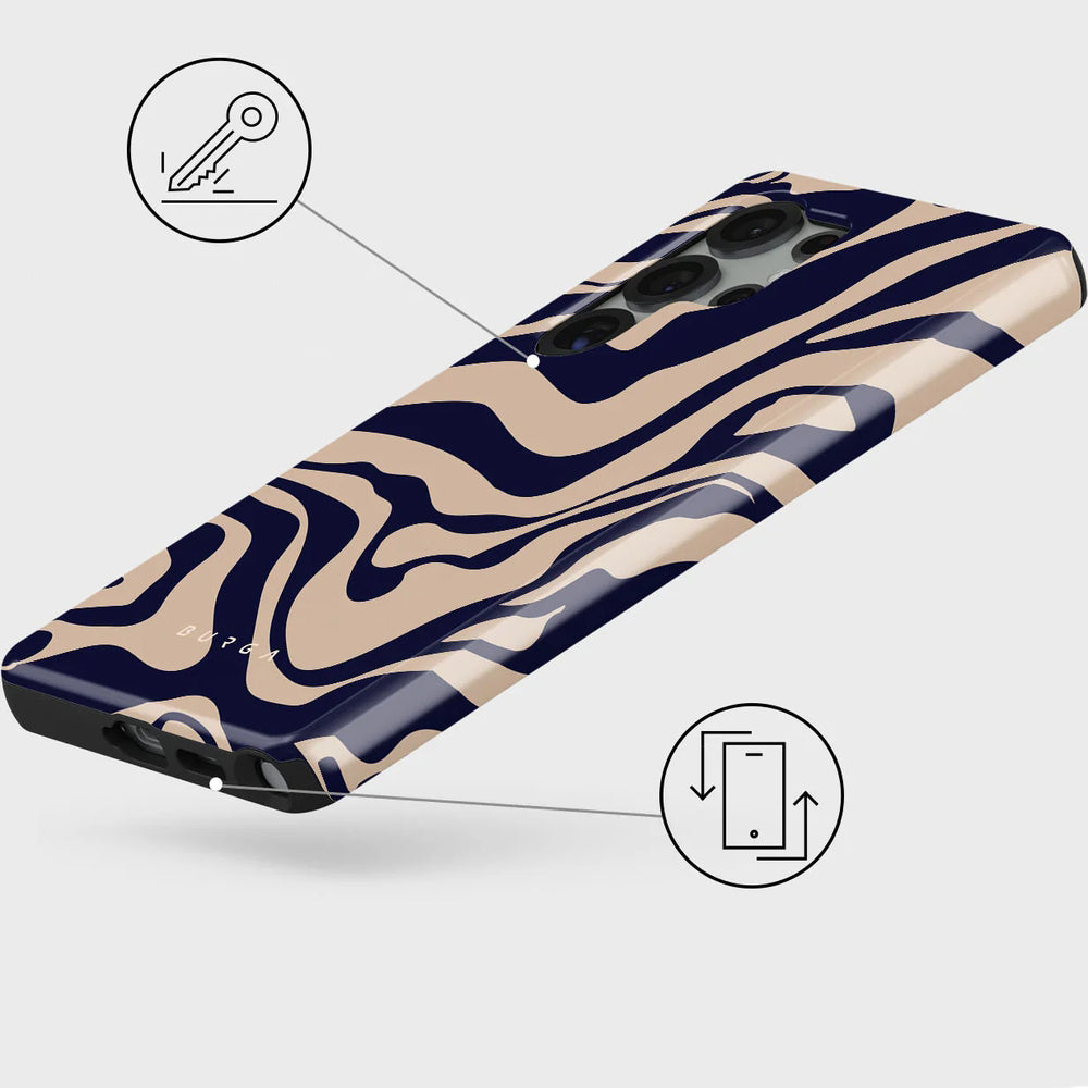 Handyhülle für Galaxy S25 Ultra, Burga Vigilant Tough, Beige und marineblau