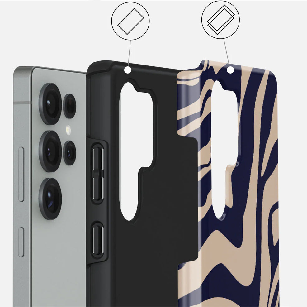 Handyhülle für Galaxy S25 Ultra, Burga Vigilant Tough, Beige und marineblau