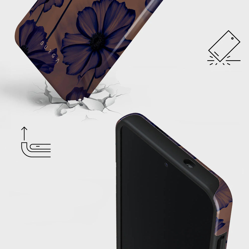 Handyhülle für Galaxy S25, Burga Velvet Night Tough, Braun und marineblau