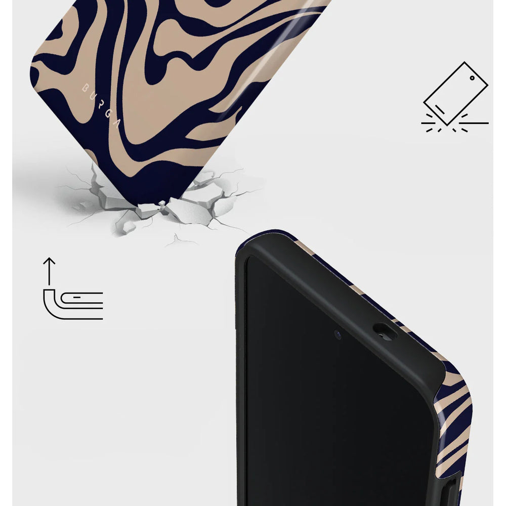 Handyhülle für Galaxy S25, Burga Vigilant Tough, Beige und marineblau