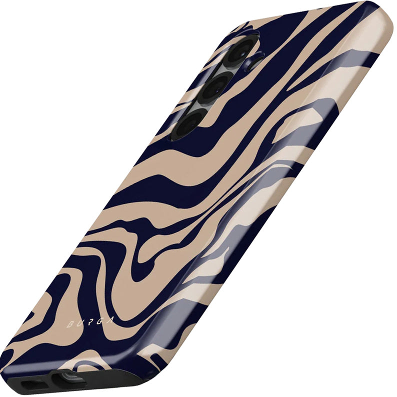 Handyhülle für Galaxy S25, Burga Vigilant Tough, Beige und marineblau