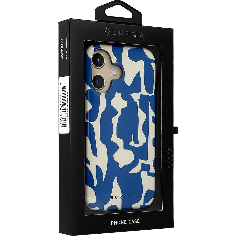Handyhülle für iPhone 16, Burga Mirage Tough, Beige und Blau