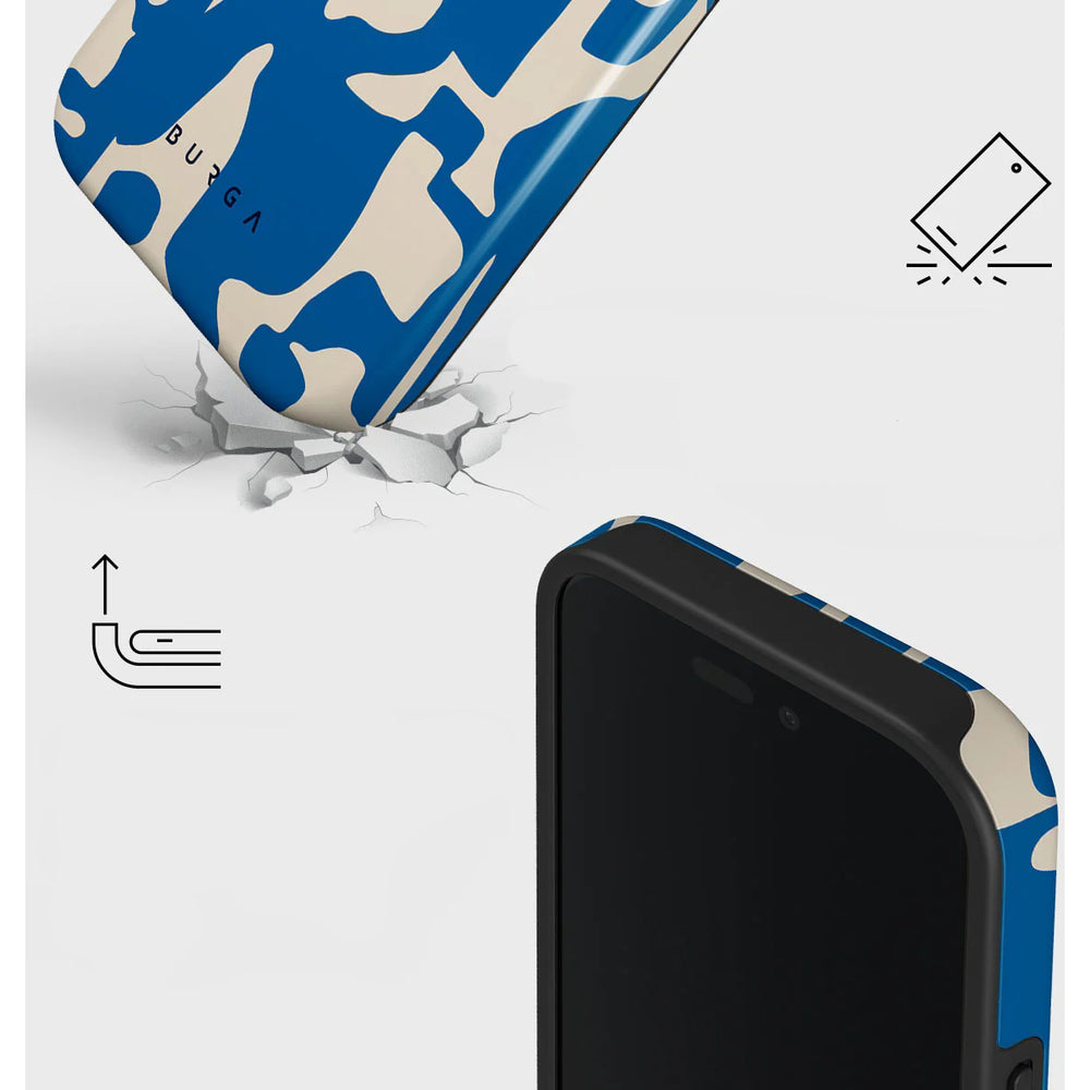 Handyhülle für iPhone 16, Burga Mirage Tough, Beige und Blau